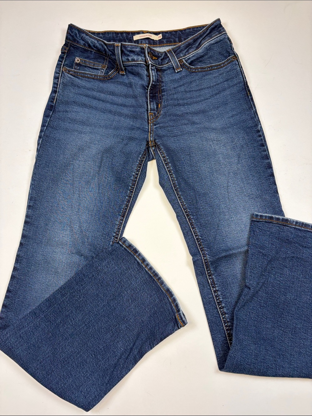LEVI’S WOMENS SUPERLOW BOOT LOW RISE BOOTCUT JEANS MEDIUM WASH SIZE 28